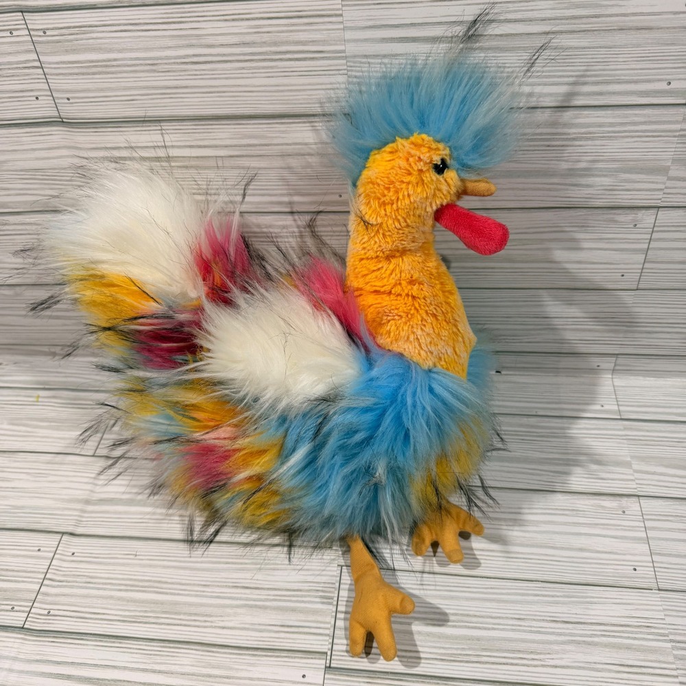 Douglas Cuddle Toy Colorful Plush Rooster Multi-Color Shaggy Bird Stuffed Animal